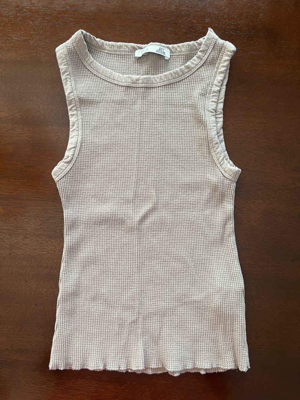 Dex Waffle Knit Sleeveless Top in Light Taupe